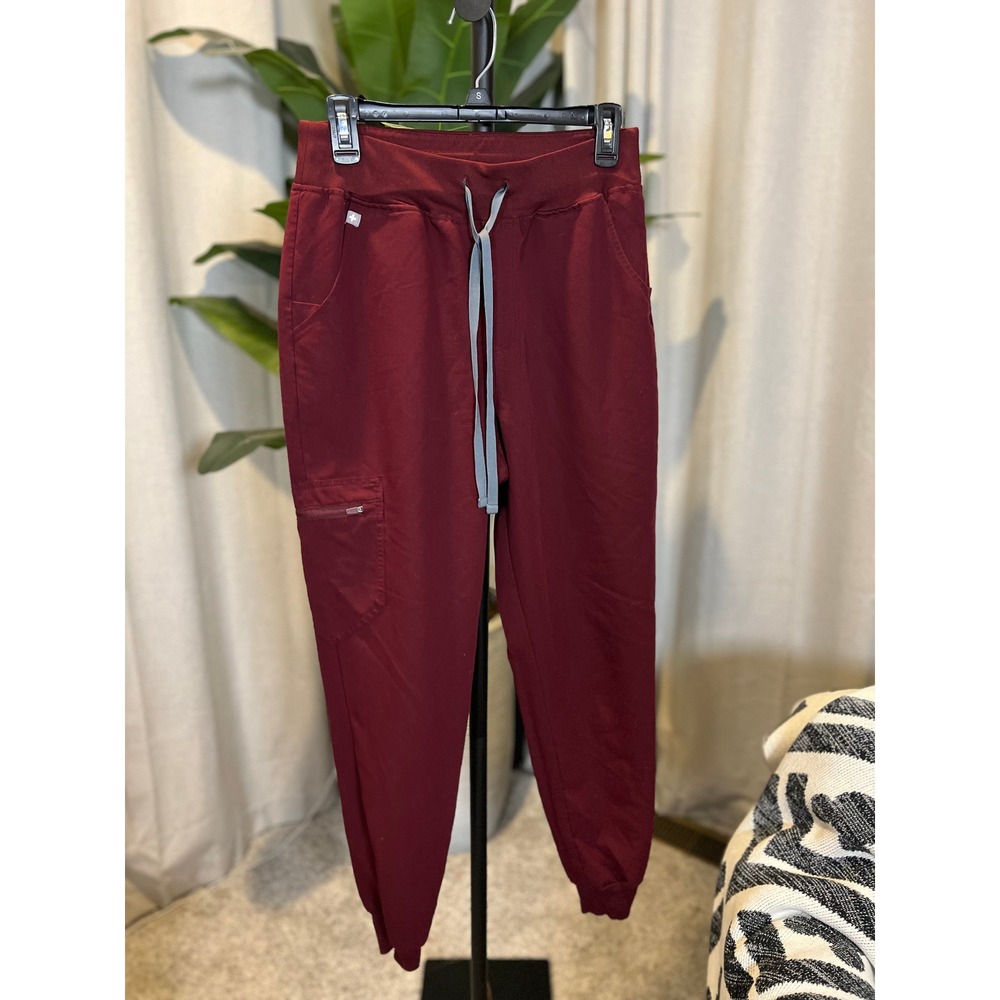 FIGS Zamora Jogger Scrub Pants Womens Burgundy Maroon Technical Collection M